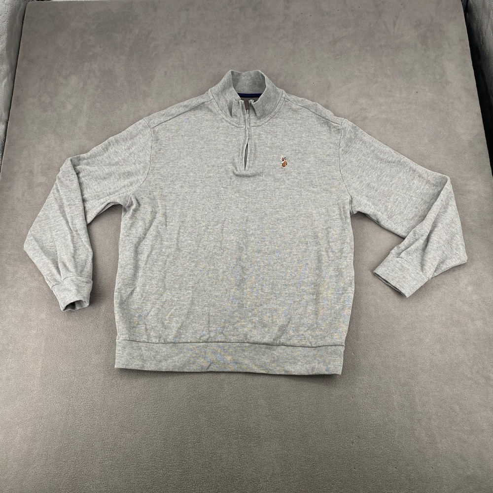 US Polo Assn Mens XL Gray Quarter Zip Pullover Ribbed Cotton Blend Sweater